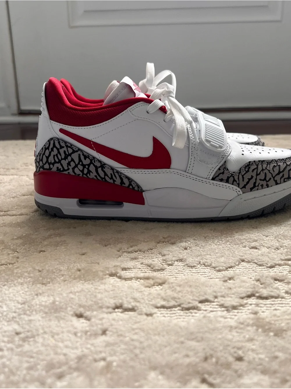 Nike White & Red Low-Top Sneakers with Elephant Print Accents